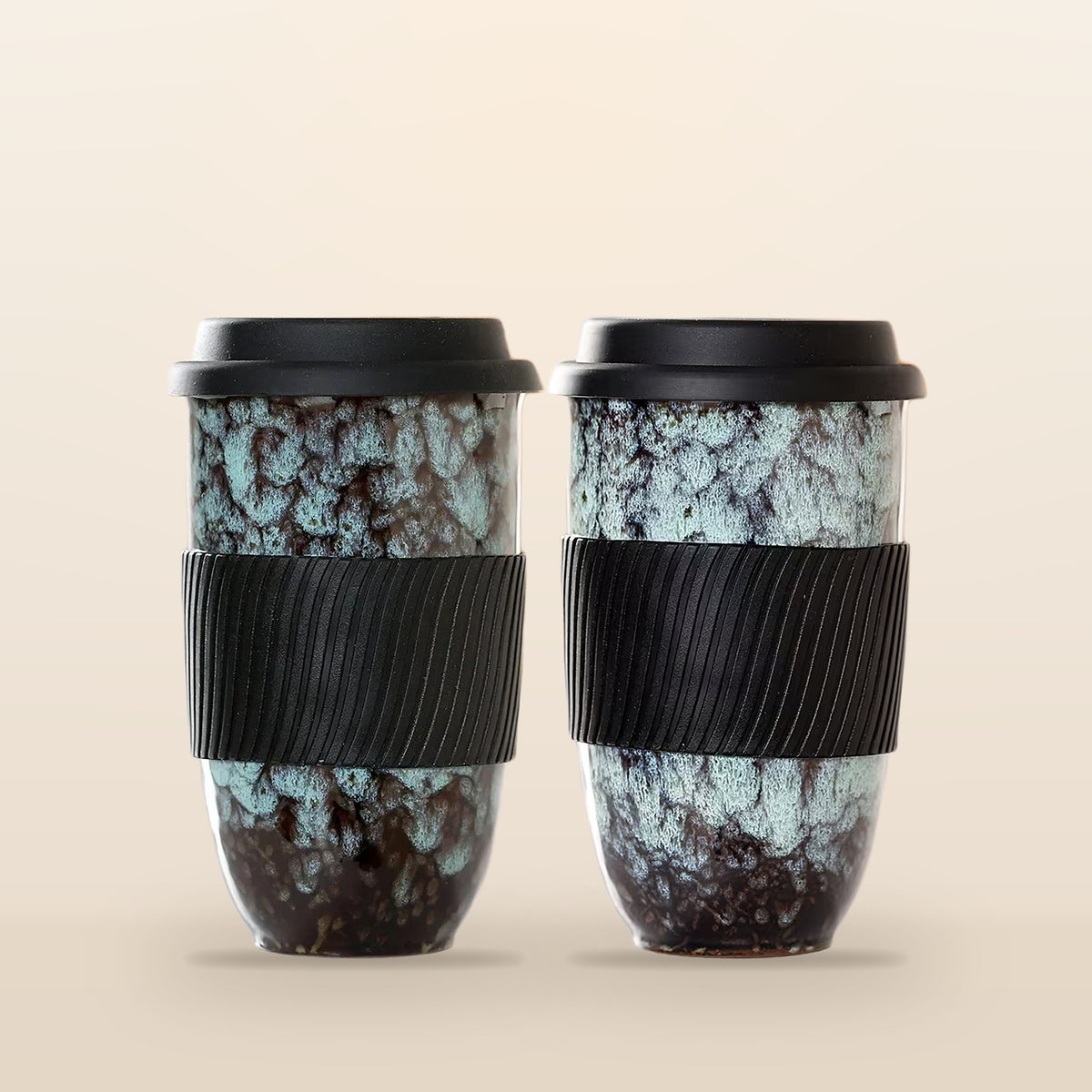 Two Cobalt Tide mugs. Same glaze, two completely different results.